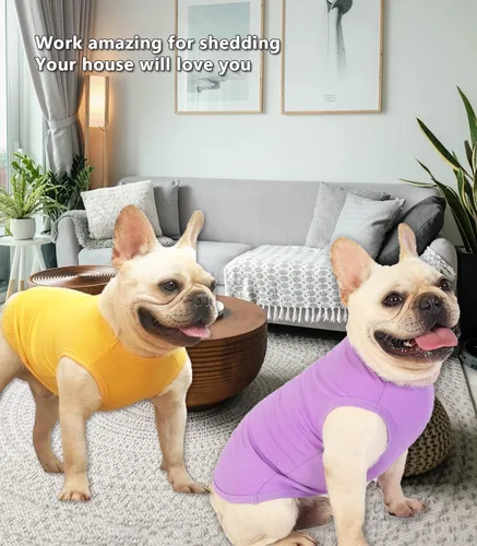 Miniatura 3 de Camisas de algodón en blanco para perros, ropa sencilla para perros medianos, amarillo y púrpura M Amarillo y Purply