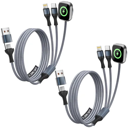 Miniatura 15 de Cruise Essentials - Cable de carga múltiple 3 en 2 para iPhone Watch Charger/iPhone 17/IP, iWatch Charger, Travel Camping Essentials compatible