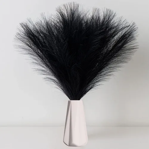 Miniatura 18 de Hierba de pampa sintética decorativa, 18 pulgadas/45 cm, hierba artificial de pampas esponjosa, arreglo floral pomposo de 6 tallos para decoración