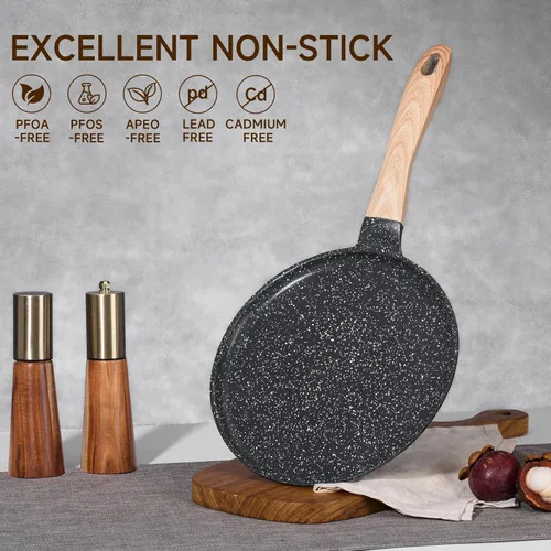 Miniatura 7 de JEETEE Sartén para Crepas Antiadherente, Sartén Parrilla Comales Para Tortillas de 9.5 Pulgadas para Estufa, Sartén Plana para Panqueques Dosa Tawa