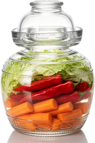 Tarro de vidrio de 1,5 litros con tapa de fermentación, kit de fermentación tradicional con tapa de sellado de agua, tarro de pepinillos para