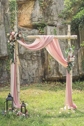 Miniatura 4 de Lookein Cortinas de arco para boda, fiesta, recepción, telón de fondo, cenador de boda, 3 paneles de 30 pulgadas de ancho, 6.5 yardas, rosa rosa