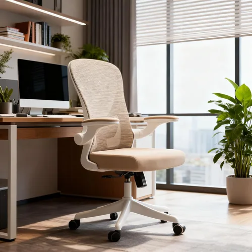 Miniatura 9 de Silla de Oficina Ergonómica con Soporte Lumbar Ajustable y Reposabrazos Abatibles - Silla de Escritorio de Computadora de Respaldo Alto con Cojín