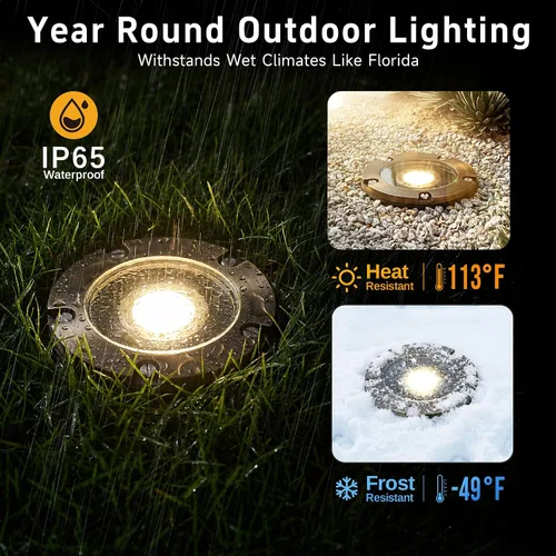 Miniatura 4 de Gardenreet Luz de pozo de latón - Iluminación de paisaje impermeable para exteriores de 12V LED enterrada, lámpara de bajo voltaje con bombilla