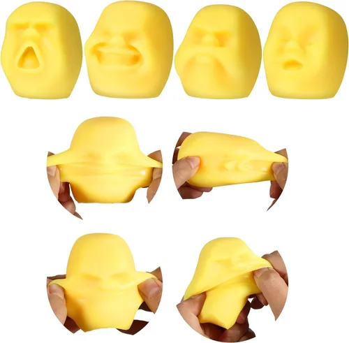 Miniatura 7 de Poen 4 piezas de bolas antiestrés de cara humana para adultos, divertidas bolas de emoción para la cara, juguetes sensoriales para aliviar la Negro