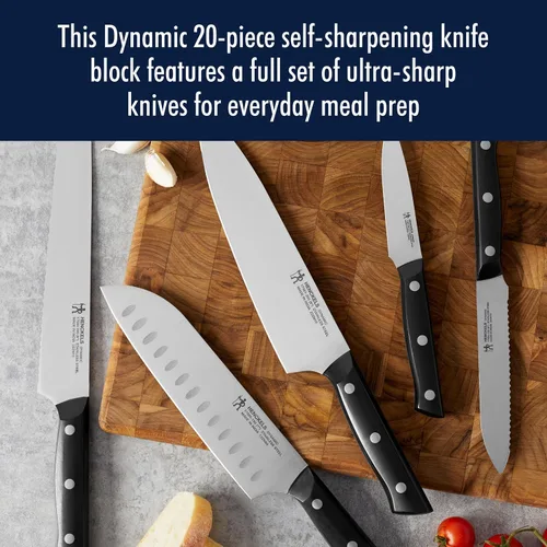 Miniatura 3 de HENCKELS Dynamic Razor-Sharp - Juego de cuchillos de 20 piezas, cuchillo de chef, cuchillo de pan, cuchillo de carne, diseño alemán informado por