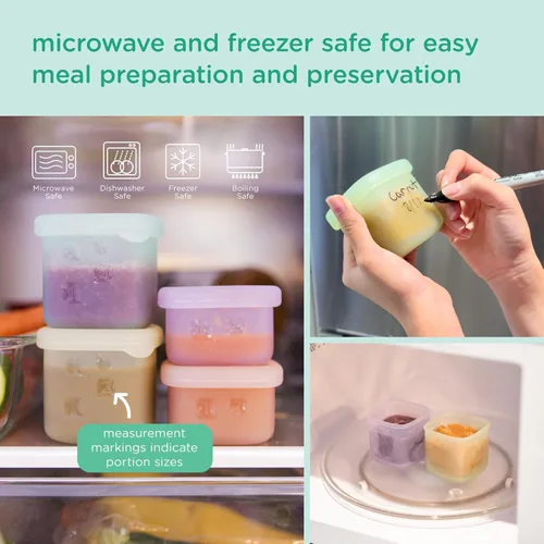 Miniatura 5 de Olababy Clear Sense - Contenedores de almacenamiento de silicona para alimentos para bebés, aperitivos, fórmula, puré, salsa y más, microplástico