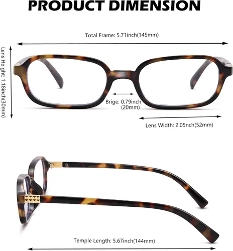 Miniatura 4 de NULOOQ Lentes retro rectangulares con luz azul para mujeres y hombres, pequeños anteojos cuadrados con marco vintage