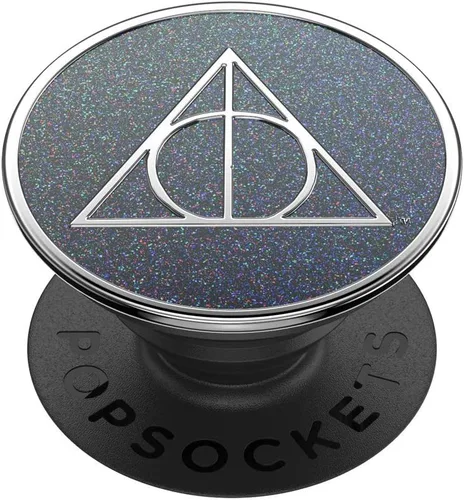 PopSockets - Agarre para teléfono con soporte expandible, agarre adhesivo, Harry Potter, esmalte de las Reliquias de la Muerte con purpurina