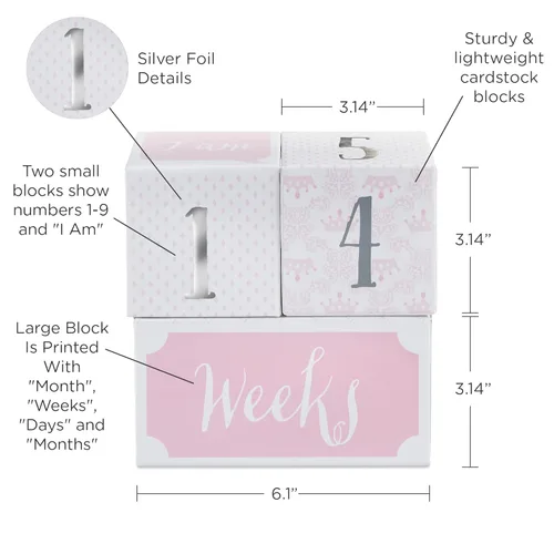 Miniatura 6 de Baby Aspen My First Milestone Princess Age Blocks Accesorios de fotos de bebé para compartir fotos el primer año