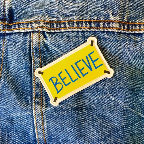 Miniatura 2 de Parches divertidos Believe Sign – Mercancía de lazo de entrenador, parche de moral de goma de PVC AFC Richmond, Be A Goldfish Parches