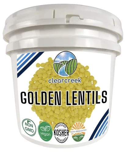 Lentejas amarillas | 25 libras | Cubo de almacenamiento de alimentos de emergencia | Sin OMG | Vegano | a granel