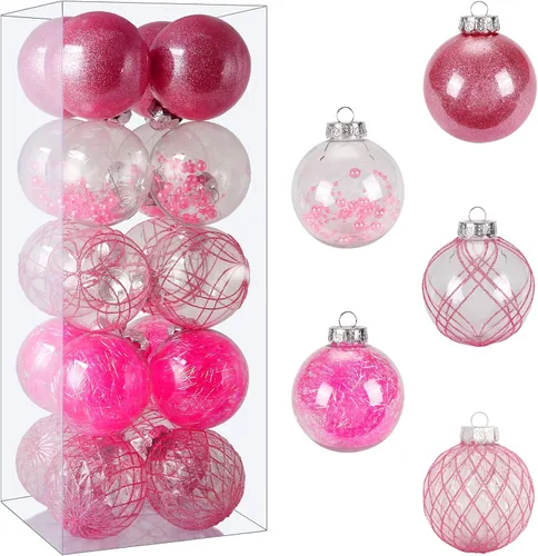 Miniatura 17 de Adornos de bola de Navidad de plástico transparente, 30 bolas de champán de 2.36 pulgadas para decoración de árboles, inastillables para regalos