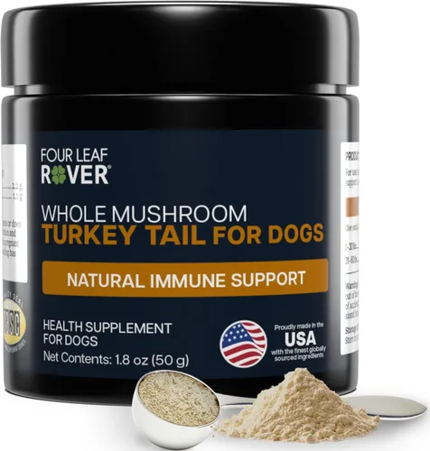 Hongo de cola de pavo para perros, extracto de hongo orgánico entero, más del 50% de beta-glucano, probado por terceros, fabricado en los Estados