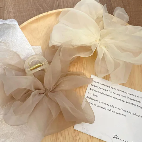 Miniatura 6 de 3 pinzas de malla de tul, pinzas para el cabello con lazo, lazos de gasa, pinzas para el cabello, pinzas grandes para cabello grueso, cabello fino
