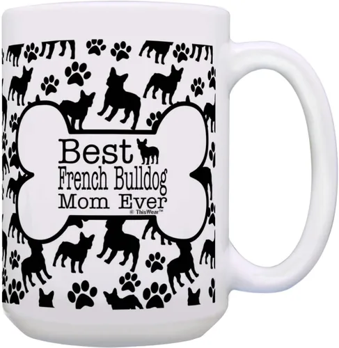 Miniatura 11 de ThisWear Dog Owner Gifts Best French Bulldog Dad Ever Paw Pattern Gift - Taza de café de cerámica de 11 onzas con mango y patrón de hueso