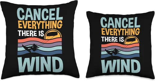 Miniatura 3 de Kitesurfing Cancel Everything There Is Wind Kiteboarding Throw Pillow