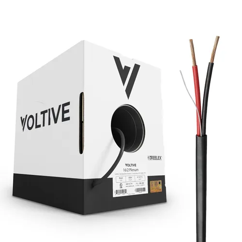 Miniatura 8 de Voltive Cable de altavoz 16/2, Plenum CL3P, negro, 100 pies - 16AWG, 2 conductores, cobre trenzado sin oxígeno, listado UL - V-1217-1