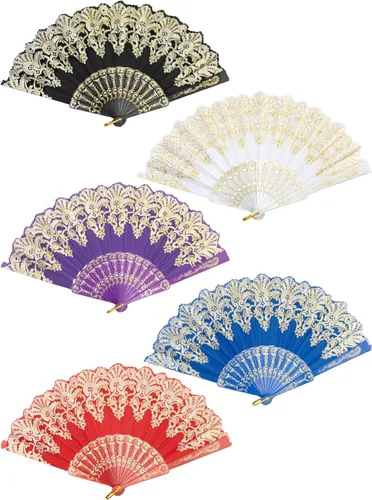 Miniatura 15 de EOSAU Abanicos plegables chinos de mano para mujeres, plegables a granel para fiestas, bodas, iglesias, bailes (10 colores mezclados)