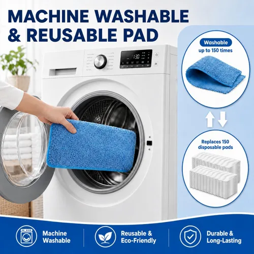 Miniatura 7 de Paquete de 6 almohadillas de microfibra reutilizables compatibles con Swiffer PowerMop, almohadillas de repuesto lavables a máquina para trapeador