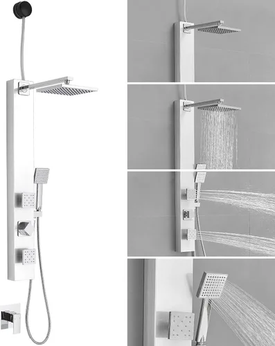 Miniatura 22 de BWE Juego combinado de ducha de mezclador de lluvia de lujo de 12 pulgadas cuadradas para baño, montado en la pared, sistema de cabezal de ducha