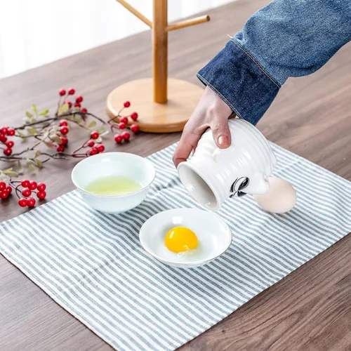 Miniatura 7 de Divertido separador de huevos de cocina, taza separadora de huevo de cerámica de dibujos animados y yema, apto para lavavajillas, regalo creativo