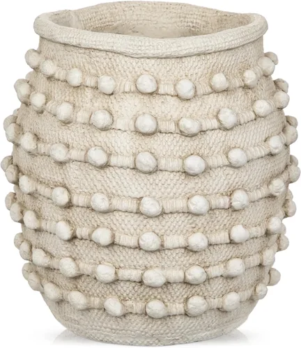 Miniatura 10 de Jarrón rústico de granja, florero beige bohemio para hierba de las pampas, pequeños jarrones anudados texturizados para flores, jarrones decorativos
