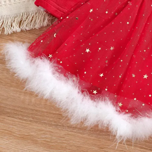 Miniatura 6 de Trajes de Navidad para niñas pequeñas vestidos de Papá Noel manga larga cómodo vestido rojo de princesa