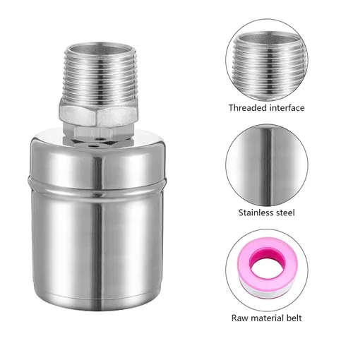 Miniatura 6 de 1/2'' 3/4'' 1'' Automatic Water Level Control Stainless Steel Floating Ball Valve Mini Float Tank Anti Corrosion(1/2",Side Water Inlet)