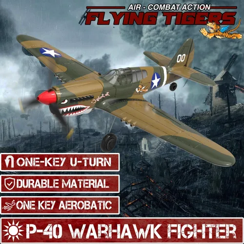 Miniatura 2 de Avión RC LEAMBE de 4 canales con control remoto - Avión RC P-40 Warhawk listo para volar para principiantes adultos con sistema de estabilización