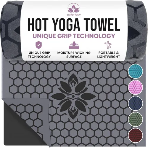 Miniatura 12 de Clever Yoga Toalla de Estera de Yoga Caliente – Agarre Antideslizante para Yoga Caliente, Absorbe el Sudor, Agarre de Silicona en Panal, Se Mantiene