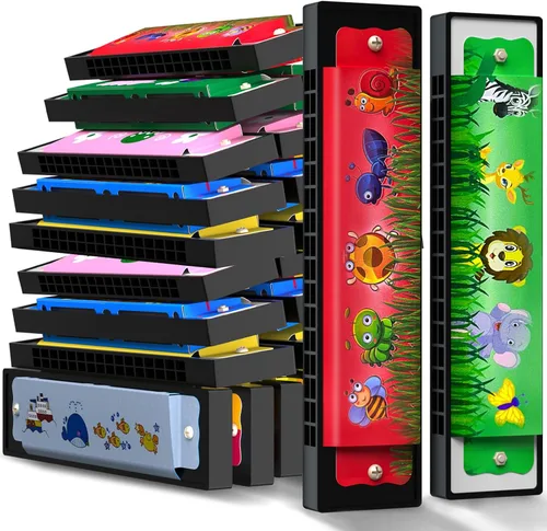 Miniatura 5 de 5 piezas de armónica para niños, regalo de cumpleaños, instrumento musical, regalo de fiesta de regreso, armónica de fila doble de dibujos animados