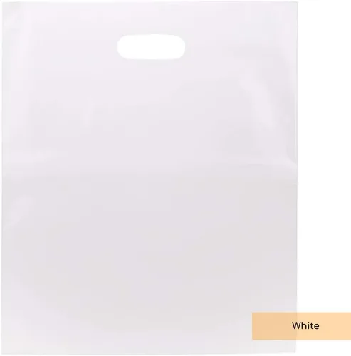 ClearBags - Bolsa con asa de 22.8 x 22.8 x 2 cm, de polietileno de baja densidad, bolsa de mercancía con asas troqueladas, resistente a desgarros,