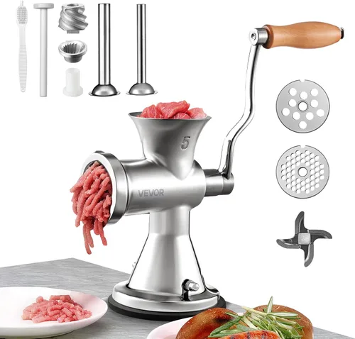 Miniatura 10 de VEVOR Molinillo de Carne Manual, Molinillo de Carne de Acero Inoxidable 304 con Abrazadera de Mesa de Acero, #12 Picadora de Carne para Salchichas