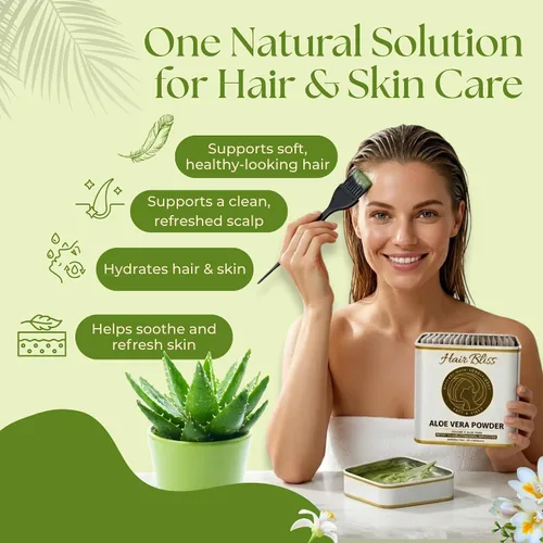 Miniatura 5 de Hair Bliss Natural Aloe Vera Herbal Hair & Skin Conditioning Powder 12 Individual Sachets (10 gm Each) Reusable Brush & Tray Included By Pride