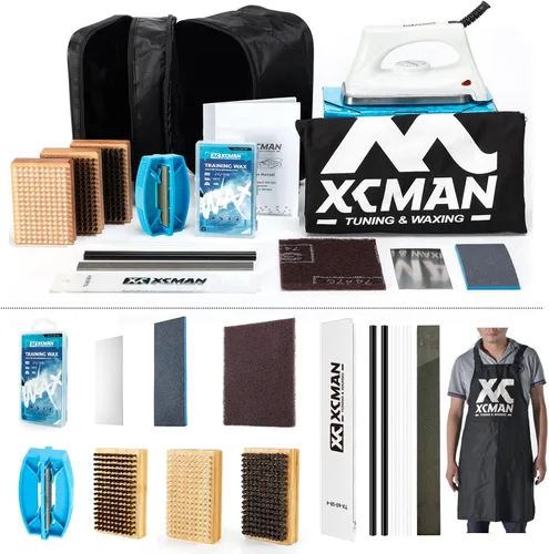 Miniatura 10 de XCMAN Kit Completo de Afinación y Depilación de Esquí y Snowboard con Plancha de Depilación, Cera Universal, Afinador de Borde, Cepillo, Raspador