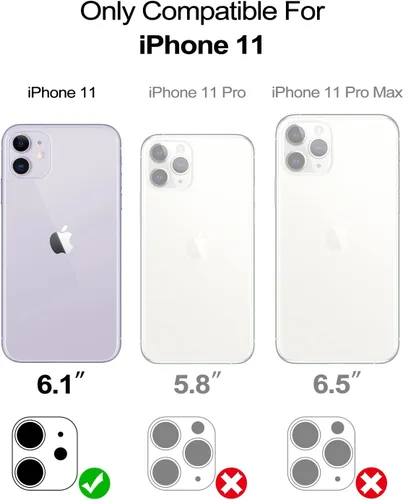 Miniatura 2 de WeLoveCase Defender - Funda tipo cartera para iPhone 11 para mujer y hombre, con espejo oculto, tres capas a prueba de golpes, protección Púrpura