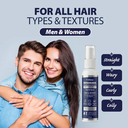 Miniatura 8 de TruGlow - Spray de tratamiento de crecimiento del cabello de minoxidil al 5% para hombres y mujeres con cabello delgado, solución tópica
