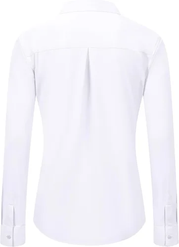 Miniatura 4 de CBOO Camisas resistentes a las manchas para mujer, sin arrugas y sin planchado, blusa de manga larga con botones para oficina Blanco resistente a
