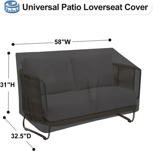 Miniatura 2 de OutdoorLines Funda impermeable para sofá biplaza de patio al aire libre, resistente a los rayos UV, resistente a la intemperie, fundas deslizantes