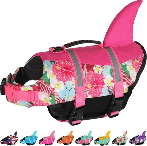 Miniatura 14 de Dogcheer Chaleco salvavidas para perros Tiburón, Chaleco salvavidas ajustable para perros para natación y navegación con flotabilidad superior y asa