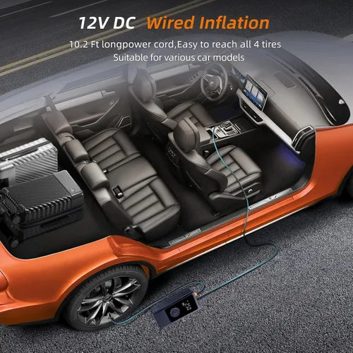 Miniatura 8 de Inflador de Neumáticos Compresor de Aire Portátil para Coche Pelota y Baloncesto para Pelotas Deportivas, Bomba de Aire Automática para Neumáticos