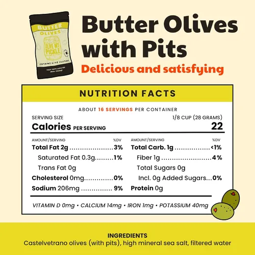 Miniatura 2 de Olive My Pickle Green Olives - Mantequilla sin hueso de 16 onzas 1 paquete de aceitunas Castelvetrano saludables de cultivo vivo sin hueso