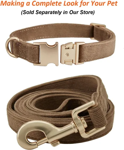 Miniatura 7 de Collar suave para perro con hebilla de metal, ajustable, duradero, cómodo, de pana de algodón, para perros grandes, medianos y pequeños, collares