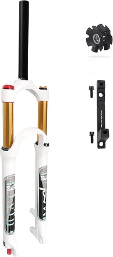 Horquilla delantera 26 27.5 29 pulgadas de recorrido, 5.512 in, horquillas de suspensión para bicicleta de montaña Air con adaptador de freno de