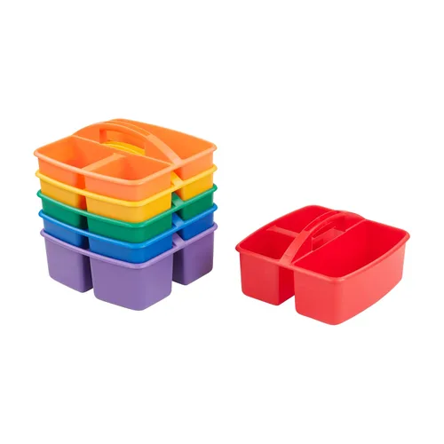 Miniatura 12 de ECR4Kids Organizador de plástico pequeño de 3 compartimentos, organización multiusos, negro, paquete de 6