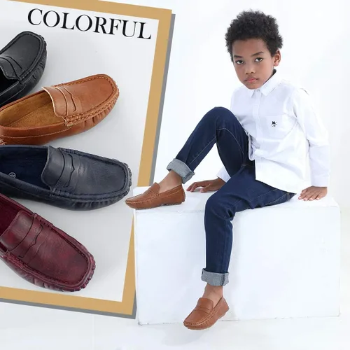 Miniatura 5 de Hawkwell Kids Casual Penny Loafer Slip On Dress Moccasin Driver Shoes(ToddlerLittle KidBig Kid)