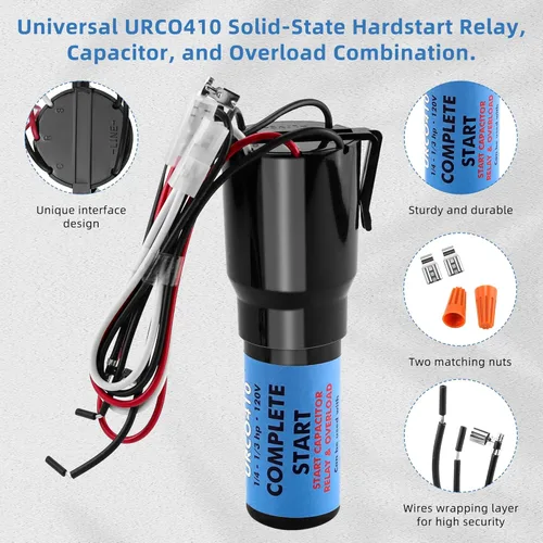 Miniatura 4 de Upgrades URCO410 Kit de arranque forzado 3 en 1 para refrigeradores y congeladores por AMI PARTS -1/4 a 3 en 1 Relé de arranque - Capacitor