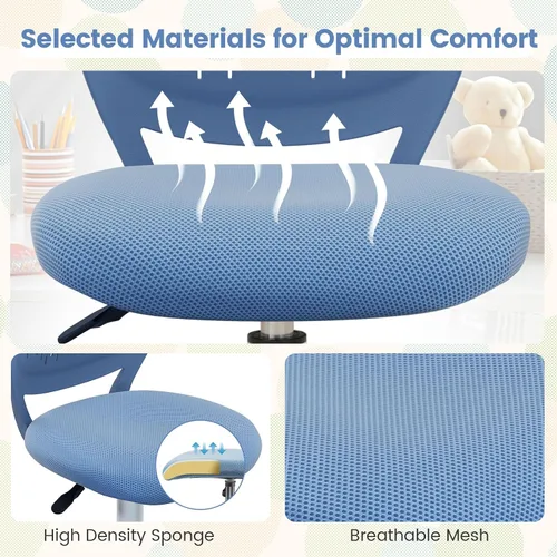 Miniatura 6 de Giantex Silla de escritorio moderna para niños, silla de estudio sin brazos con altura ajustable, silla de oficina ergonómica con ruedas, silla