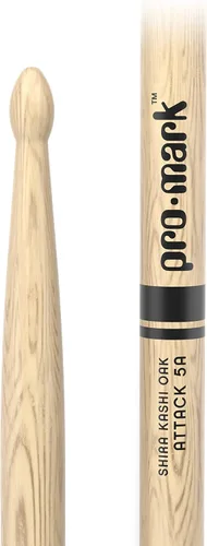 Miniatura 2 de ProMark Baquetas de batería Classic Attack 5A Shira Kashi Oak Drumsticks, punta ovalada de madera, un par